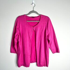 Talbots Barbie Pink Lightweight Button-Front Crew Neck Cardigan Sweater Sz 2X